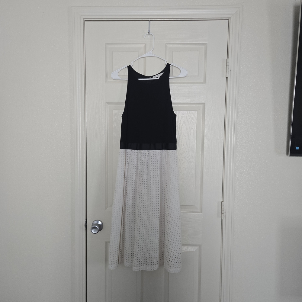Elegant Black and White Midi Dress